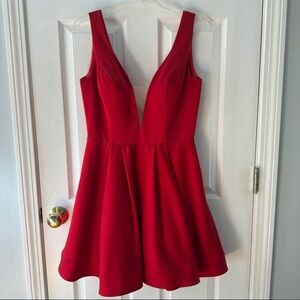 Shail K. Deep V-neck Red Cocktail Dress